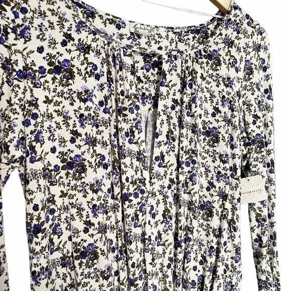 NWT Free People Kaya Floral Cutout Long Sleeve Bodysuit Cream & Purple Size XS - Picture 8 of 16